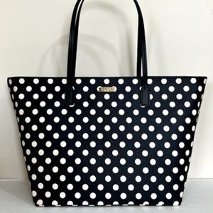 New Kate Spade Margareta Shore Street Picture Dot Saffiano PVC Black & White